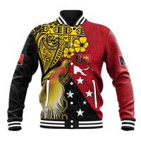 Papua New Guinea Independence Day Baseball Jacket Bird-of-Paradise with Map and Polynesian Pattern
