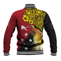 Papua New Guinea Independence Day Baseball Jacket Bird-of-Paradise with Map and Polynesian Pattern