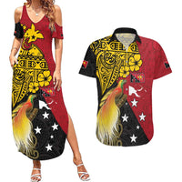 Papua New Guinea Independence Day Couples Matching Summer Maxi Dress and Hawaiian Shirt Bird-of-Paradise with Map and Polynesian Pattern