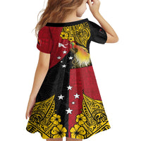 Papua New Guinea Independence Day Family Matching Short Sleeve Bodycon Dress and Hawaiian Shirt Bird-of-Paradise with Map and Polynesian Pattern