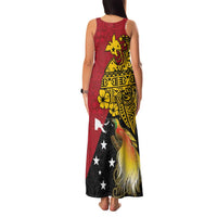 Papua New Guinea Independence Day Family Matching Tank Maxi Dress and Hawaiian Shirt Bird-of-Paradise with Map and Polynesian Pattern