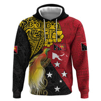 Papua New Guinea Independence Day Zip Hoodie Bird-of-Paradise with Map and Polynesian Pattern