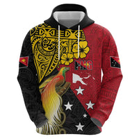 Papua New Guinea Independence Day Zip Hoodie Bird-of-Paradise with Map and Polynesian Pattern
