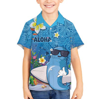 Aloha Hawaiian Monk Seal Family Matching Puletasi and Hawaiian Shirt Polynesian Tattoo The Ocean and Undersea Vibe LT03 Son's Shirt Blue - Polynesian Pride