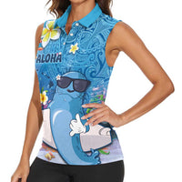 Aloha Hawaiian Monk Seal Women Sleeveless Polo Shirt Polynesian Tattoo The Ocean and Undersea Vibe