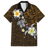 Hawaiian Turtle and Plumeria Family Matching Puletasi and Hawaiian Shirt Polynesian Tattoo and Tribal Elements Pattern Orange Color LT03 Dad's Shirt - Short Sleeve Orange - Polynesian Pride