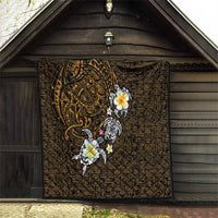 Hawaiian Turtle and Plumeria Quilt Polynesian Tattoo and Tribal Elements Pattern Orange Color