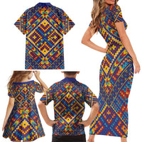 Kolose-Tuvalu Crochet Family Matching Short Sleeve Bodycon Dress and Hawaiian Shirt with Polynesian and Pacific Tattoos - Polynesian Pride