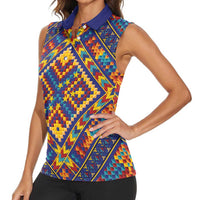 Kolose-Tuvalu Crochet Women Sleeveless Polo Shirt with Polynesian and Pacific Tattoos - Polynesian Pride