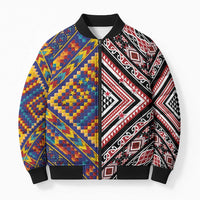 Tuvaluan and New Zealand Culture Bomber Puffer Jacket The Art of Kolose and Taniko - Polynesian Pride