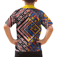 Tuvaluan and New Zealand Culture Family Matching Off Shoulder Short Dress and Hawaiian Shirt The Art of Kolose and Taniko LT03 - Polynesian Pride