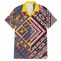 Tuvaluan and New Zealand Culture Family Matching Off Shoulder Short Dress and Hawaiian Shirt The Art of Kolose and Taniko LT03 Dad's Shirt - Short Sleeve Navy - Polynesian Pride