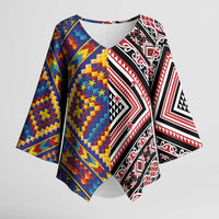 Tuvaluan and New Zealand Culture Kimono Sleeve Blouse The Art of Kolose and Taniko - Polynesian Pride