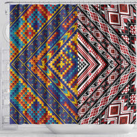 Tuvaluan and New Zealand Culture Shower Curtain The Art of Kolose and Taniko LT03 - Polynesian Pride