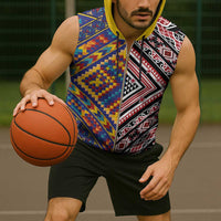 Tuvaluan and New Zealand Culture Sleeveless Zip Hoodie The Art of Kolose and Taniko LT03 - Polynesian Pride