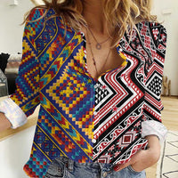 Tuvaluan and New Zealand Culture Women Casual Shirt The Art of Kolose and Taniko - Polynesian Pride