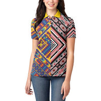 Tuvaluan and New Zealand Culture Women Polo Shirt The Art of Kolose and Taniko - Polynesian Pride