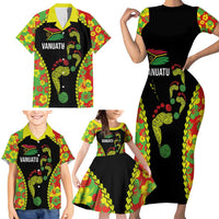 Personalised Vanuatu Running Family Matching Short Sleeve Bodycon Dress and Hawaiian Shirt Footprint and Hibiscus Polynesian Style LT03 - Polynesian Pride
