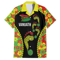 Personalised Vanuatu Running Family Matching Short Sleeve Bodycon Dress and Hawaiian Shirt Footprint and Hibiscus Polynesian Style LT03 Dad's Shirt - Short Sleeve Black - Polynesian Pride