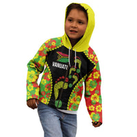Personalised Vanuatu Running Kid Hoodie Footprint and Hibiscus Polynesian Style