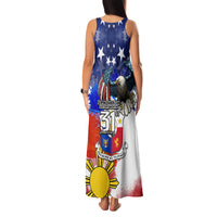 Filipino American History Month Family Matching Tank Maxi Dress and Hawaiian Shirt Filipino Coat Of Arms and American Eagle Splash Style LT03 - Polynesian Pride