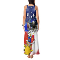 Filipino American History Month Tank Maxi Dress Filipino Coat Of Arms and American Eagle Splash Style LT03 - Polynesian Pride