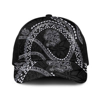 Hawaiian Kakau Art and Hisbiscus Tattoo Baseball Net Cap Tribal Pattern-Silver Style LT03 One Size Black Black - Polynesian Pride