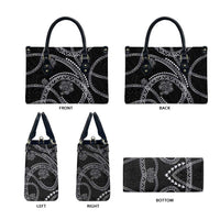 Hawaiian Kakau Art and Hisbiscus Tattoo Leather Bag Tribal Pattern-Silver Style - Polynesian Pride