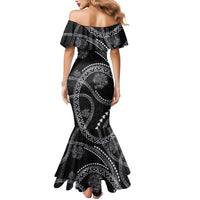 Hawaiian Kakau Art and Hisbiscus Tattoo Mermaid Dress Tribal Pattern-Silver Style - Polynesian Pride