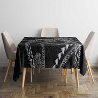 Hawaiian Kakau Art and Hisbiscus Tattoo Tablecloth Tribal Pattern-Silver Style - Polynesian Pride
