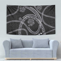 Hawaiian Kakau Art and Hisbiscus Tattoo Tapestry Tribal Pattern-Silver Style - Polynesian Pride