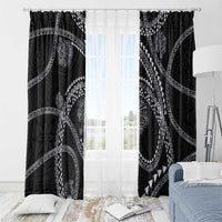 Hawaiian Kakau Art and Hisbiscus Tattoo Window Curtain Tribal Pattern-Silver Style - Polynesian Pride