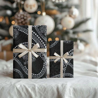 Hawaiian Kakau Art and Hisbiscus Tattoo Wrapping Paper Tribal Pattern-Silver Style - Polynesian Pride