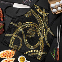 Hawaiian Kakau Art and Hisbiscus Tattoo Apron Tribal Pattern-Gold Style - Polynesian Pride