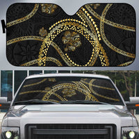 Hawaiian Kakau Art and Hisbiscus Tattoo Auto Sun Shade Tribal Pattern-Gold Style LT03 Black - Polynesian Pride