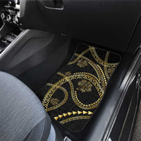 Hawaiian Kakau Art and Hisbiscus Tattoo Car Mats Tribal Pattern-Gold Style - Polynesian Pride