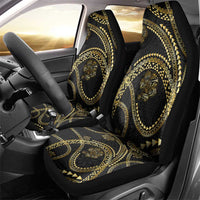 Hawaiian Kakau Art and Hisbiscus Tattoo Car Seat Cover Tribal Pattern-Gold Style - Polynesian Pride