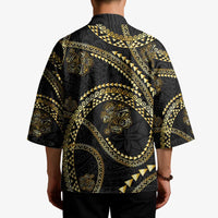 Hawaiian Kakau Art and Hisbiscus Tattoo Kimono Tribal Pattern-Gold Style - Polynesian Pride