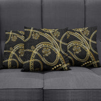 Hawaiian Kakau Art and Hisbiscus Tattoo Pillow Cover Tribal Pattern-Gold Style - Polynesian Pride