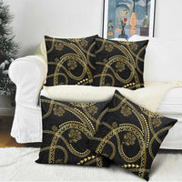 Hawaiian Kakau Art and Hisbiscus Tattoo Pillow Cover Tribal Pattern-Gold Style - Polynesian Pride