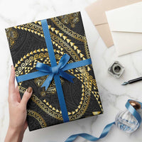 Hawaiian Kakau Art and Hisbiscus Tattoo Wrapping Paper Tribal Pattern-Gold Style - Polynesian Pride
