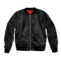Hawaiian Kakau Art and Hisbiscus Tattoo Bomber Jacket Tribal Pattern-Black Gradient Style - Polynesian Pride