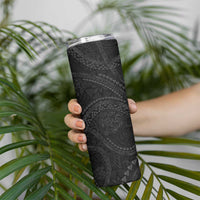 Hawaiian Kakau Art and Hisbiscus Tattoo Skinny Tumbler Tribal Pattern-Black Gradient Style - Polynesian Pride