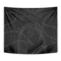Hawaiian Kakau Art and Hisbiscus Tattoo Tapestry Tribal Pattern-Black Gradient Style - Polynesian Pride