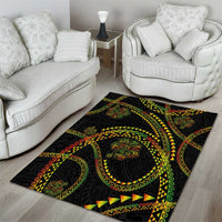 Hawaiian Kakau Art and Hisbiscus Tattoo Area Rug Tribal Pattern-Reggae Style - Polynesian Pride