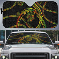 Hawaiian Kakau Art and Hisbiscus Tattoo Auto Sun Shade Tribal Pattern-Reggae Style LT03 Black - Polynesian Pride