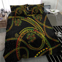 Hawaiian Kakau Art and Hisbiscus Tattoo Bedding Set Tribal Pattern-Reggae Style - Polynesian Pride