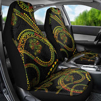 Hawaiian Kakau Art and Hisbiscus Tattoo Car Seat Cover Tribal Pattern-Reggae Style - Polynesian Pride