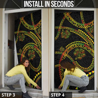 Hawaiian Kakau Art and Hisbiscus Tattoo Door Cover Tribal Pattern-Reggae Style - Polynesian Pride