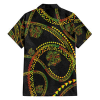 Hawaiian Kakau Art and Hisbiscus Tattoo Family Matching Off Shoulder Maxi Dress and Hawaiian Shirt Tribal Pattern-Reggae Style LT03 - Polynesian Pride